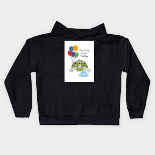 Take it easy on your Birthday Tortoise in Party Hat Kids Hoodie